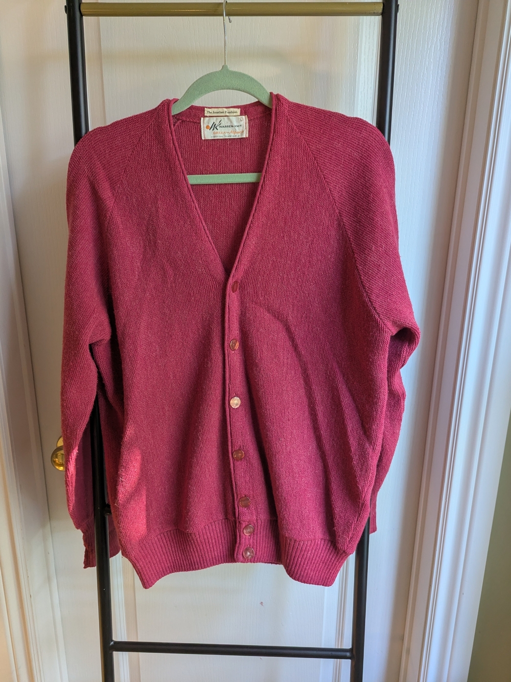 Vintage Wool Cardigan Sweater - Raspberry Pink
